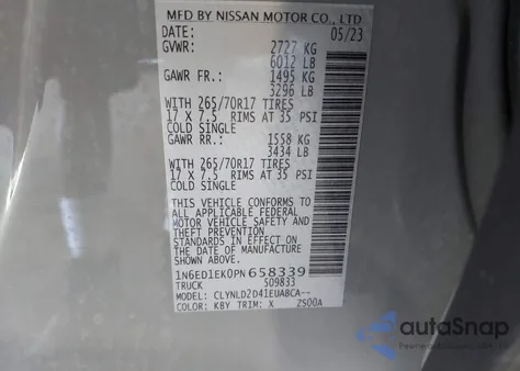 2023 Nissan Frontier Pro-4X 4X4 из США, поврежденный, VIN 1N6ED1EK0PN658339